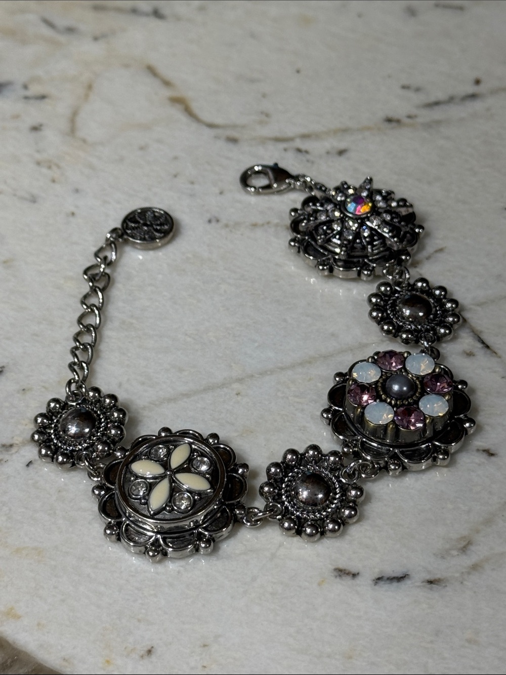 Vintage pink and white diamond bracelet